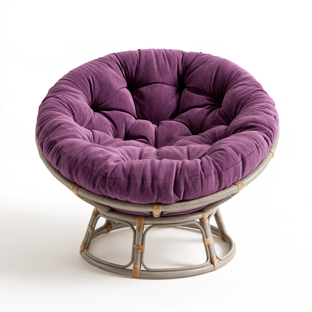 Fauteuil papasan aux lignes épurées, coloris violet