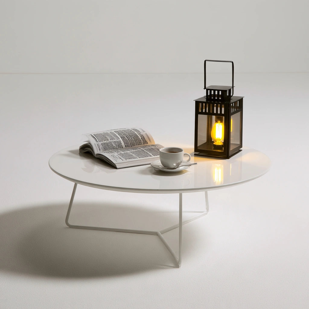 Table basse aux lignes épurées, coloris gris