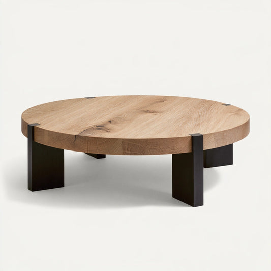 Table basse en bois finition chêne, coloris brun clair