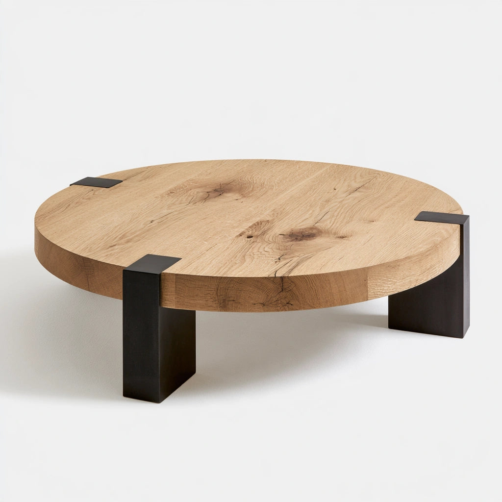 Table basse en bois finition chêne, coloris brun clair